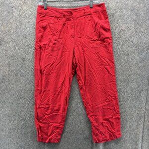 Pendleton Pants Womens 8 Red Linen Blend Cropped Casual Capri Pockets Summer